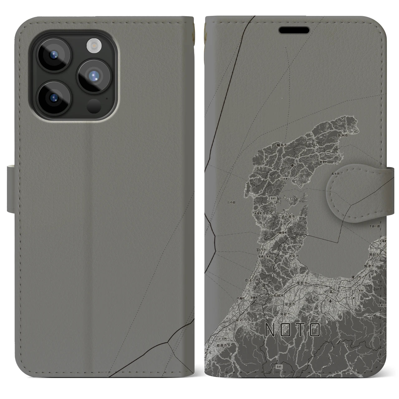 【能登2（石川県）】地図柄iPhoneケース（手帳タイプ）