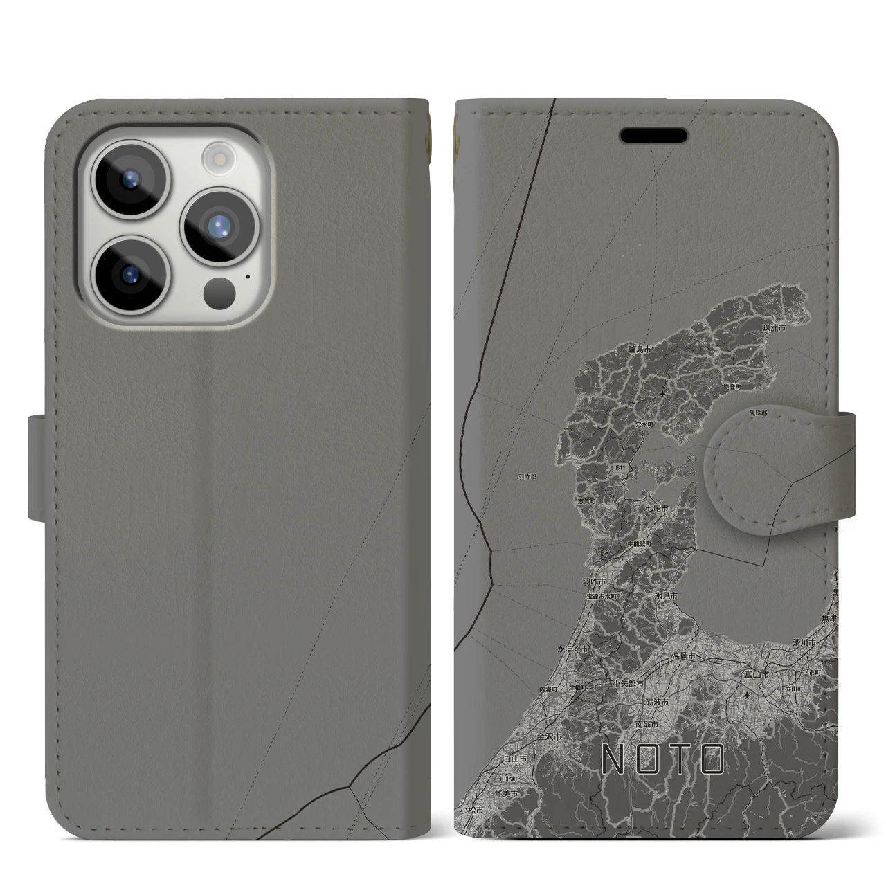 【能登2（石川県）】地図柄iPhoneケース（手帳タイプ）