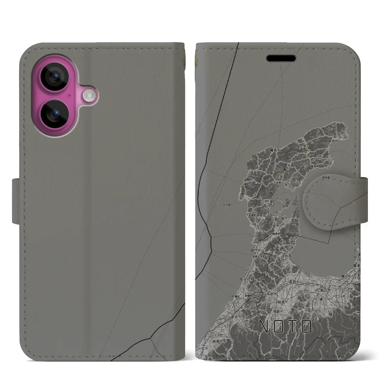 【能登2（石川県）】地図柄iPhoneケース（手帳タイプ）