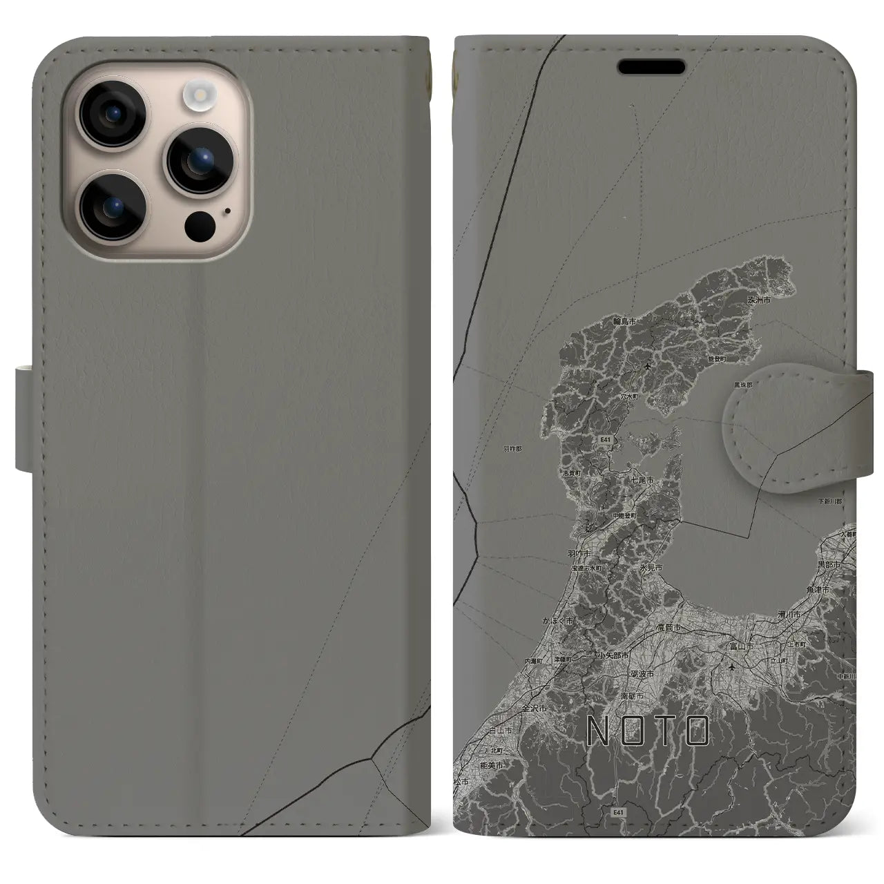 【能登2（石川県）】地図柄iPhoneケース（手帳タイプ）