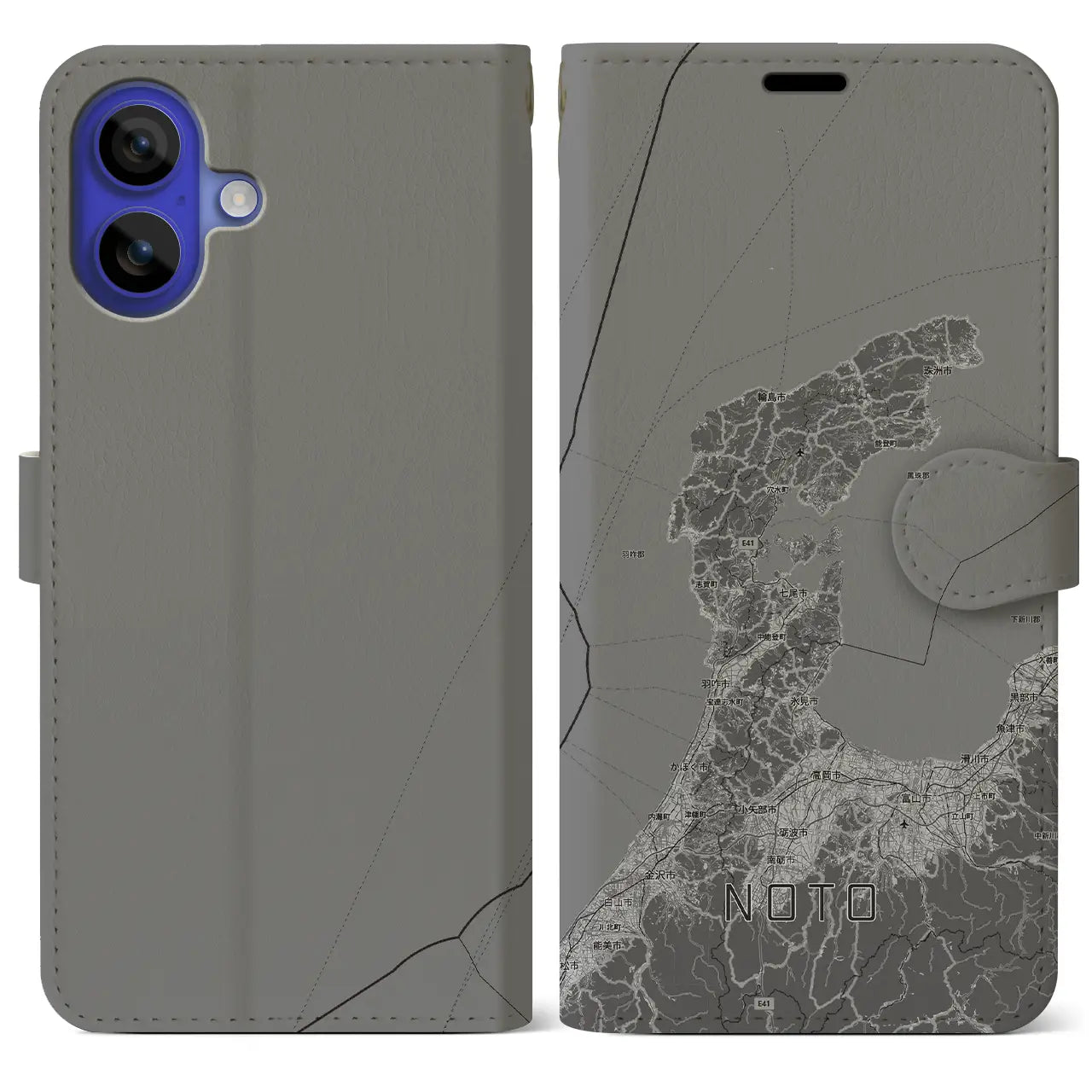 【能登2（石川県）】地図柄iPhoneケース（手帳タイプ）