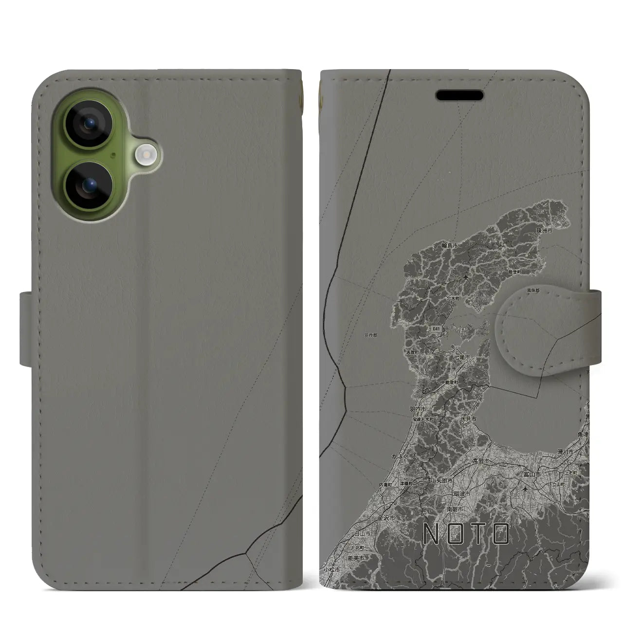 【能登2（石川県）】地図柄iPhoneケース（手帳タイプ）