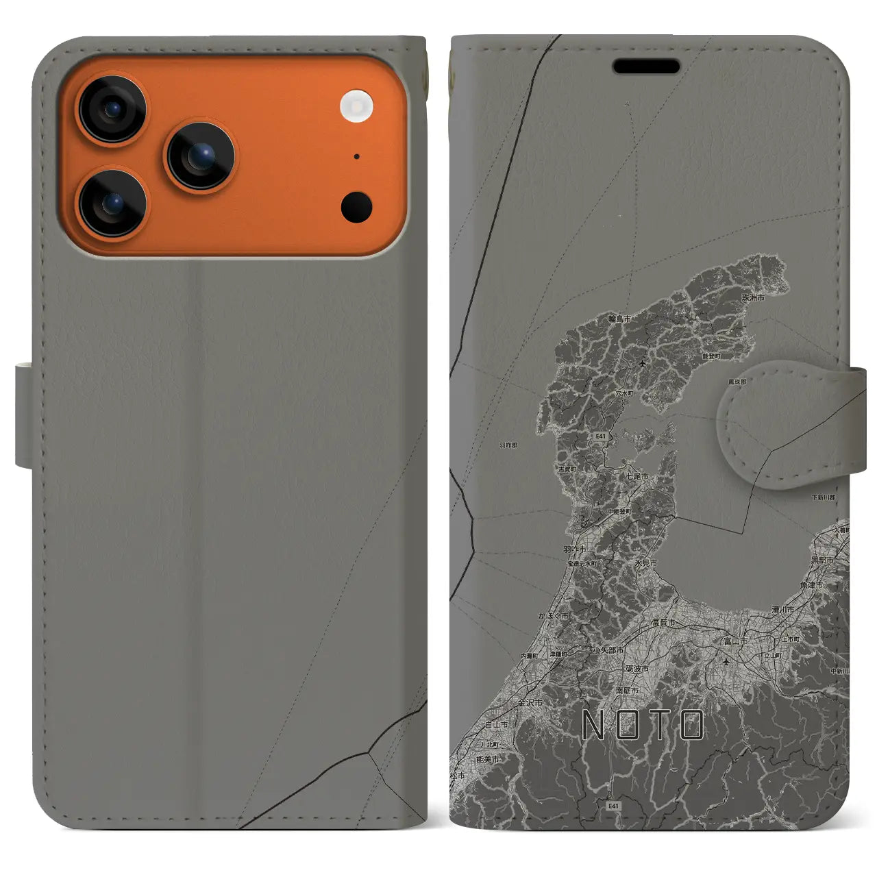 【能登2（石川県）】地図柄iPhoneケース（手帳タイプ）