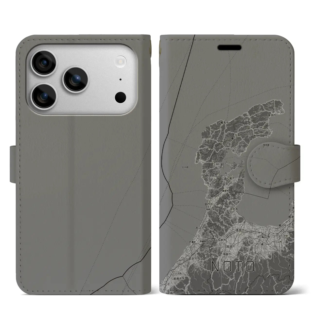 【能登2（石川県）】地図柄iPhoneケース（手帳タイプ）