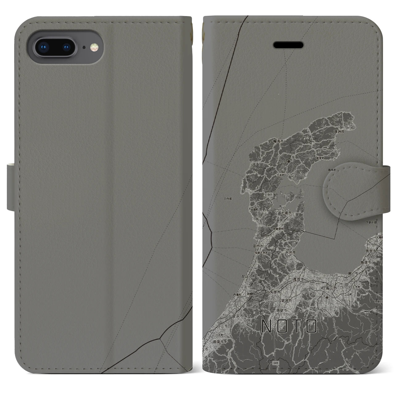 【能登2（石川県）】地図柄iPhoneケース（手帳タイプ）