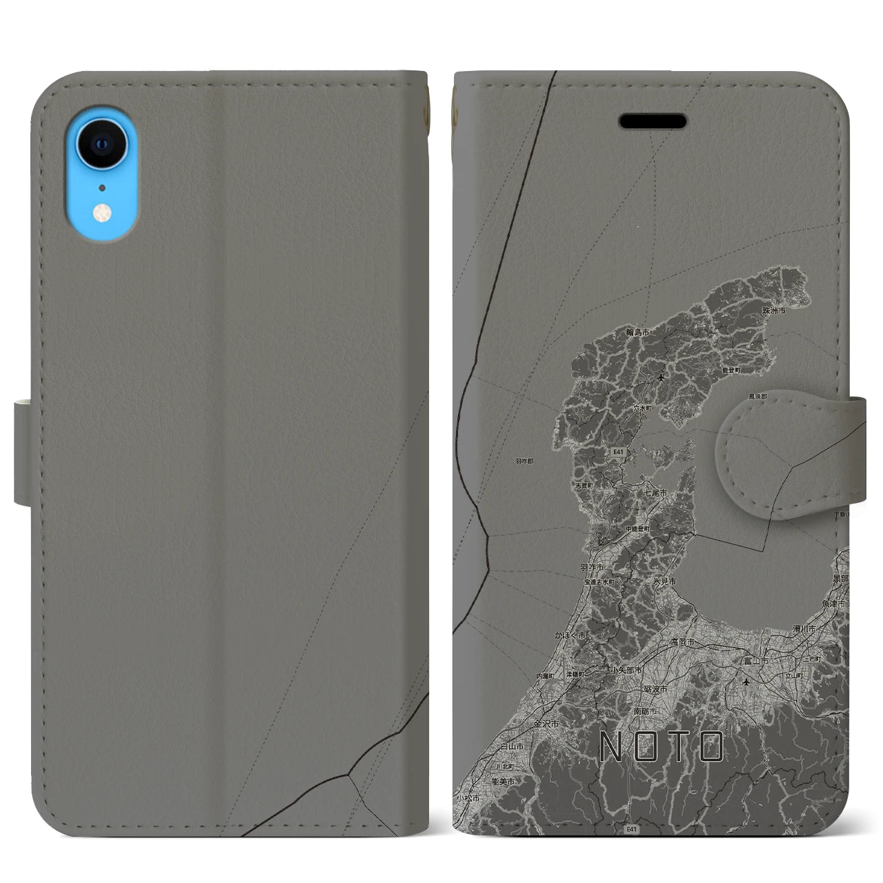 【能登2（石川県）】地図柄iPhoneケース（手帳タイプ）