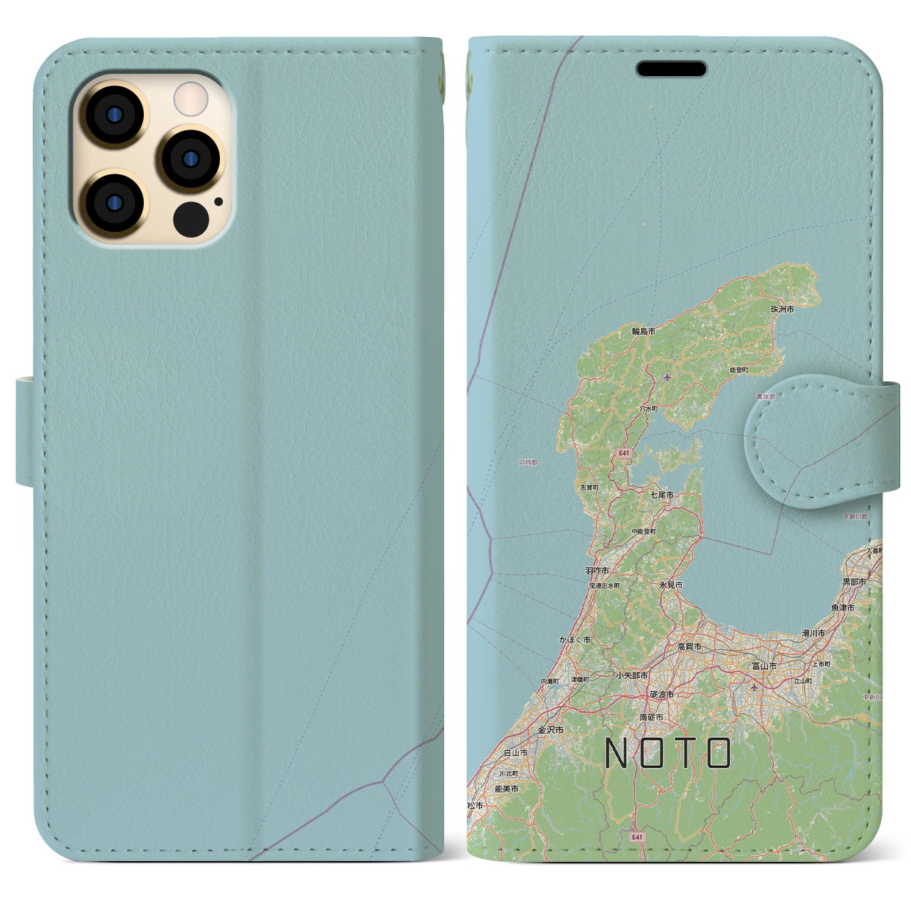 【能登2（石川県）】地図柄iPhoneケース（手帳タイプ）