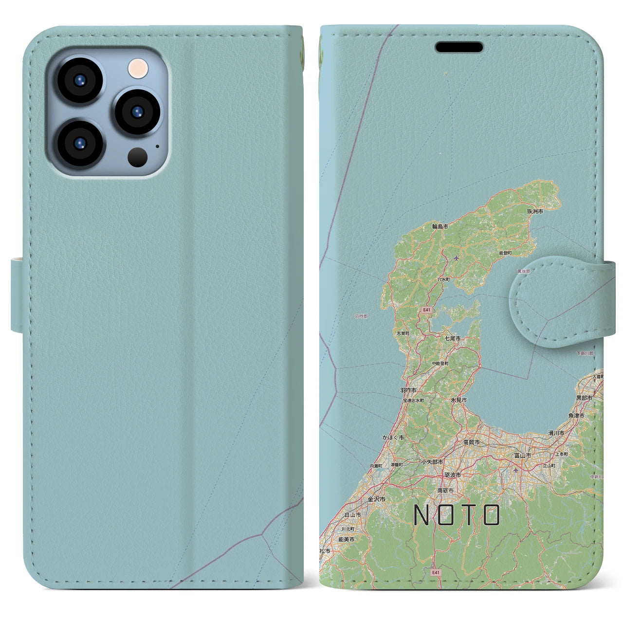 【能登2（石川県）】地図柄iPhoneケース（手帳タイプ）