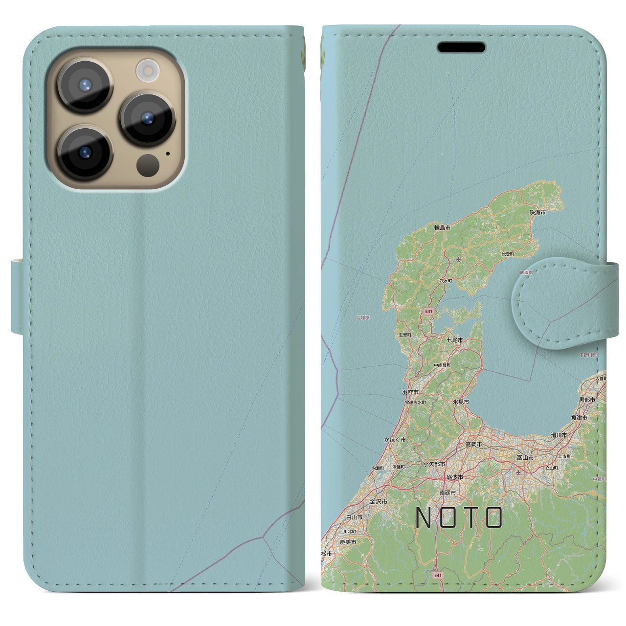 【能登2（石川県）】地図柄iPhoneケース（手帳タイプ）