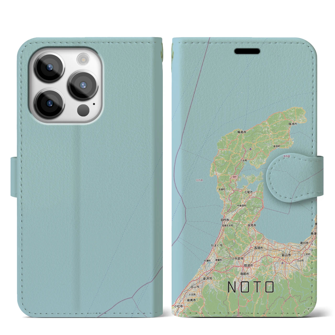 【能登2（石川県）】地図柄iPhoneケース（手帳タイプ）