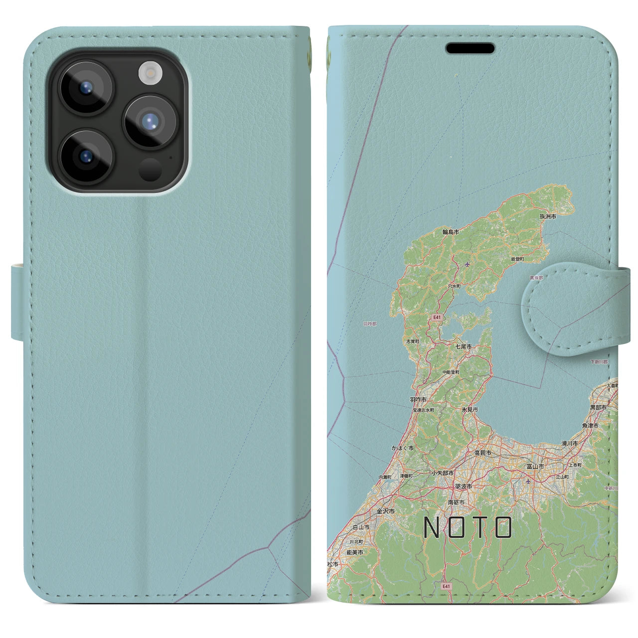 【能登2（石川県）】地図柄iPhoneケース（手帳タイプ）