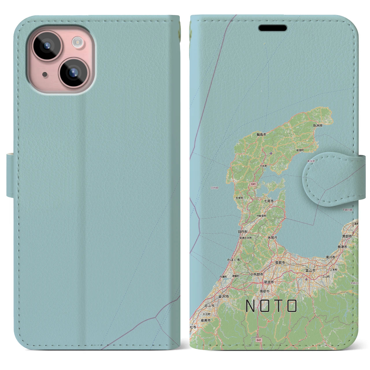 【能登2（石川県）】地図柄iPhoneケース（手帳タイプ）