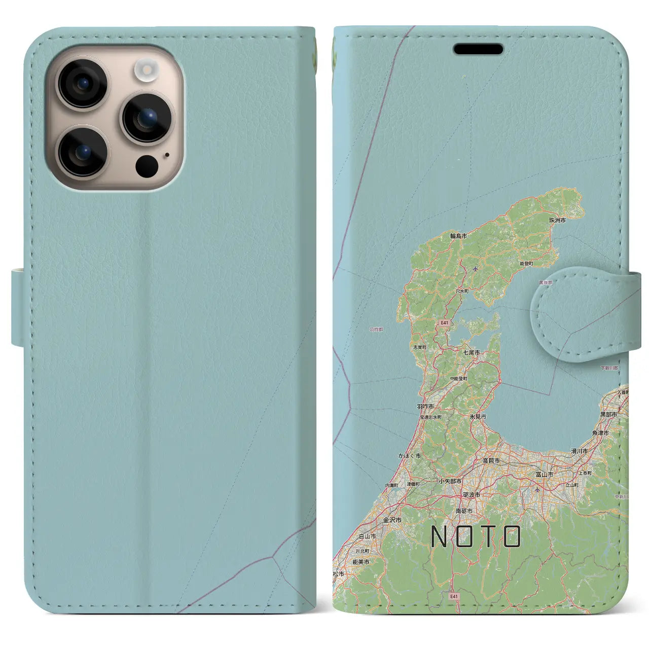 【能登2（石川県）】地図柄iPhoneケース（手帳タイプ）