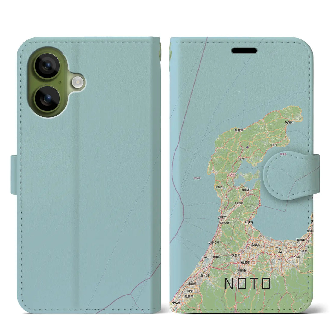 【能登2(石川県)】地図柄iPhoneケース(手帳タイプ)ナチュラル・iPhone 17 Pro Max 用