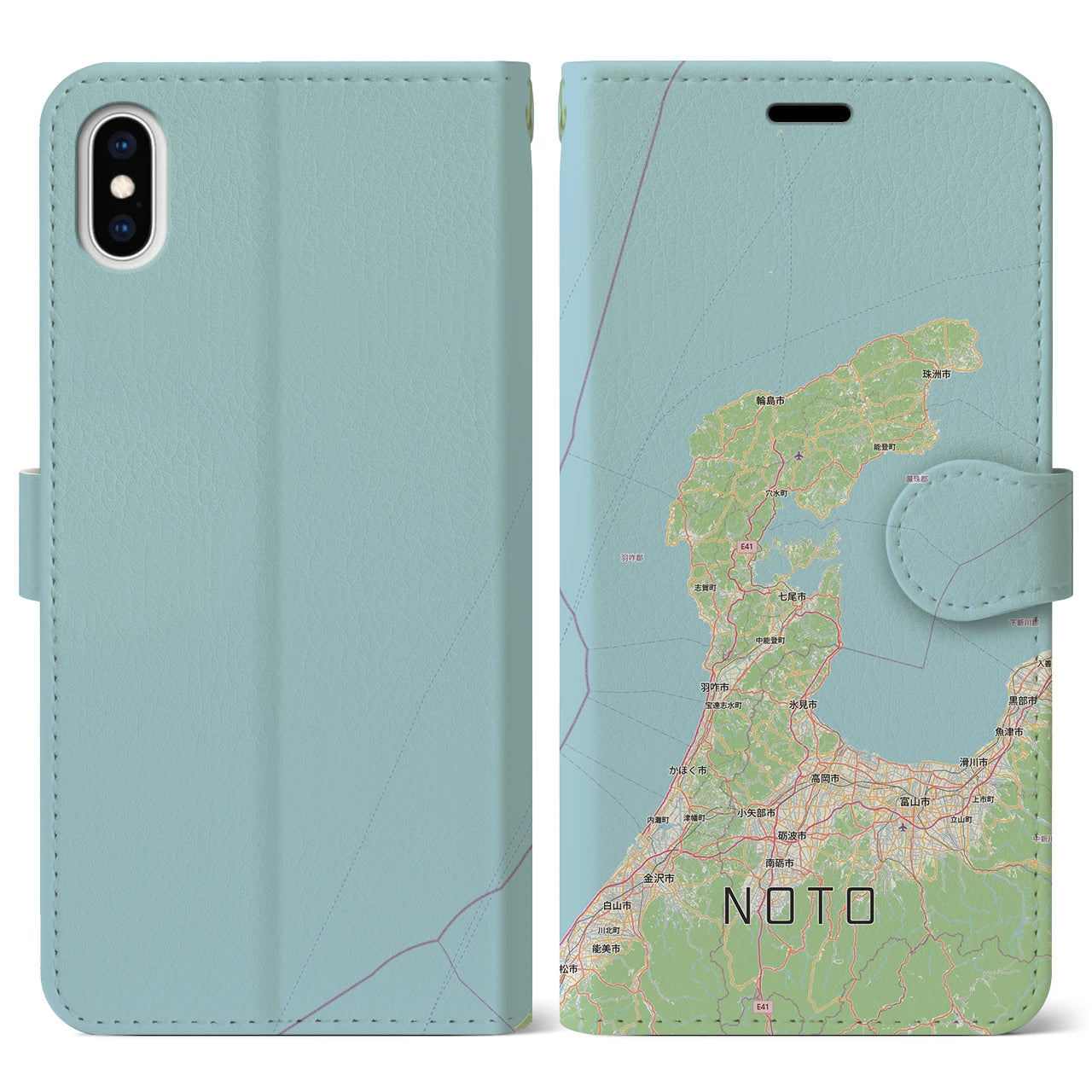 【能登2（石川県）】地図柄iPhoneケース（手帳タイプ）