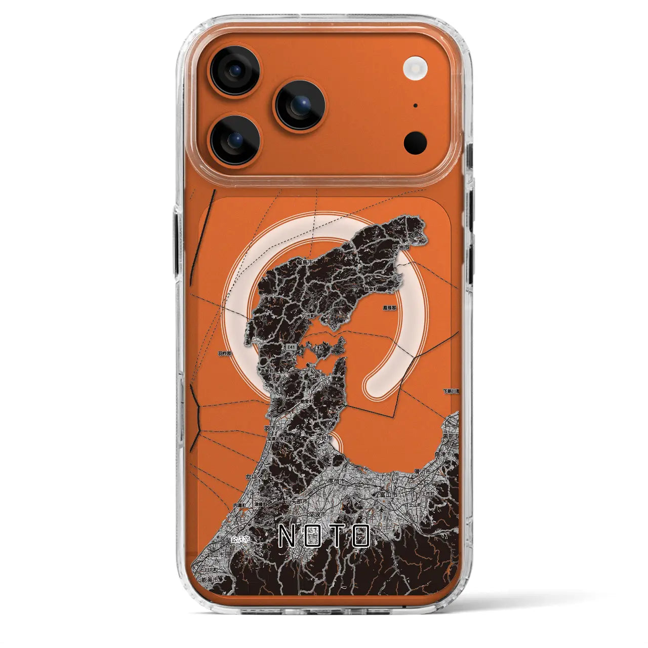 【能登2（石川県）】地図柄iPhoneケース（MagSafeタイプ）モノトーン・iPhone 17 Pro Max 用