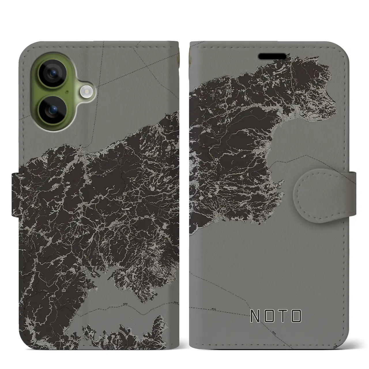 【能登（石川県）】地図柄iPhoneケース（手帳タイプ）