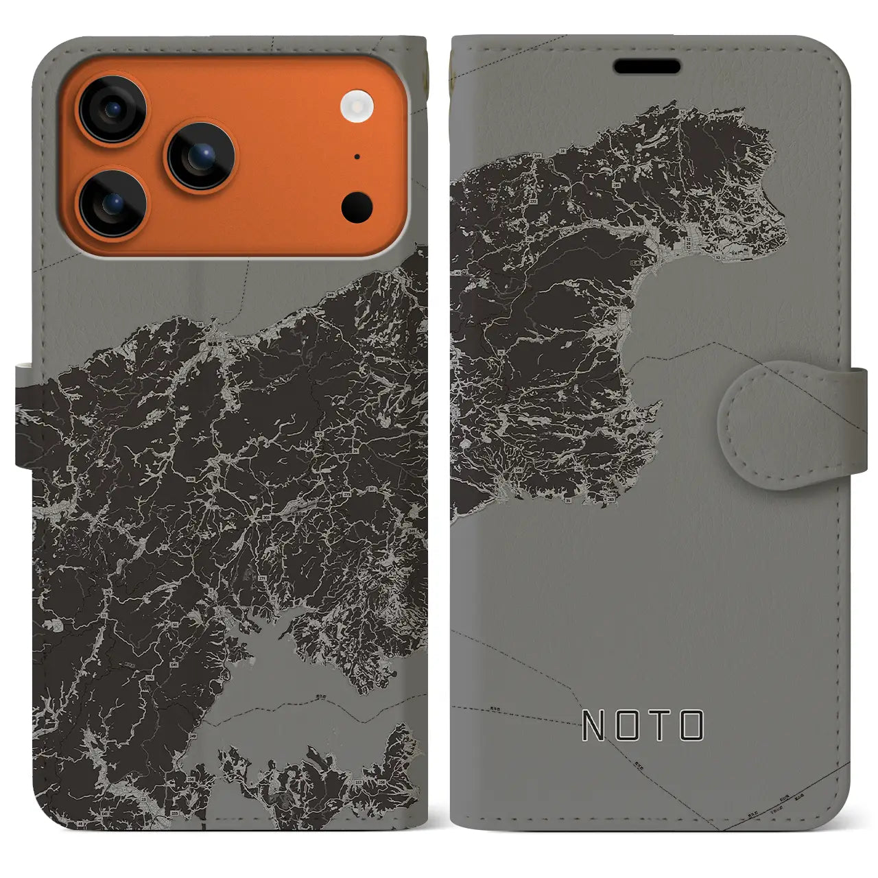 【能登（石川県）】地図柄iPhoneケース（手帳タイプ）