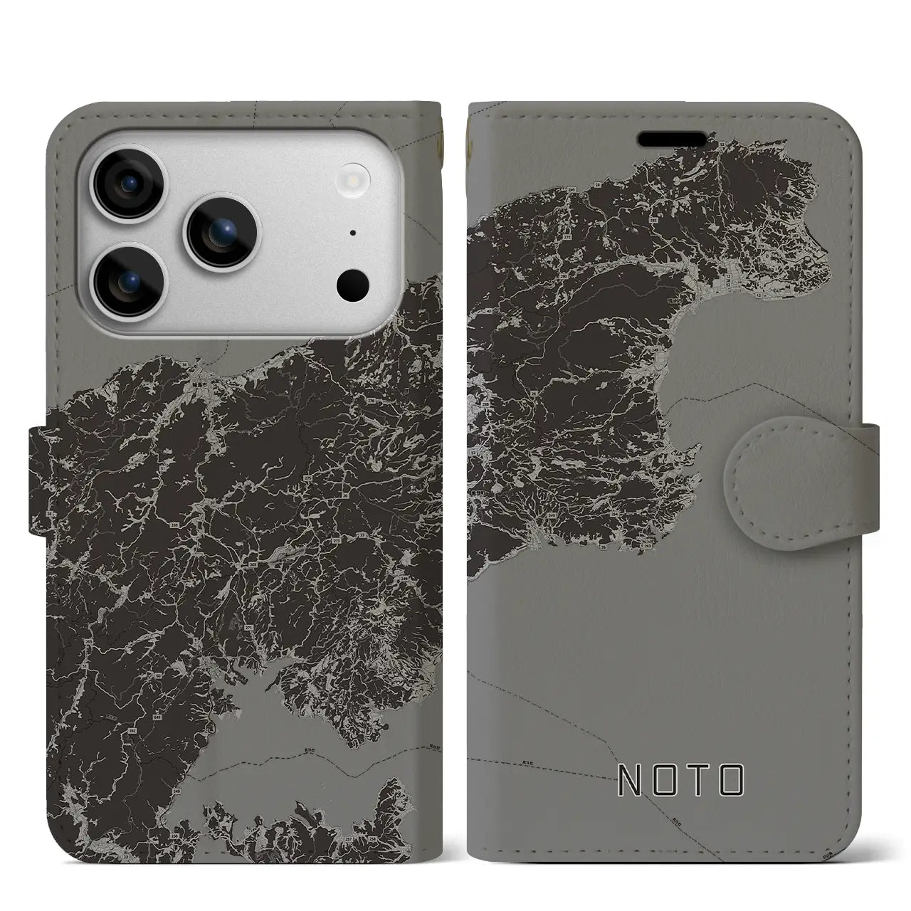 【能登（石川県）】地図柄iPhoneケース（手帳タイプ）