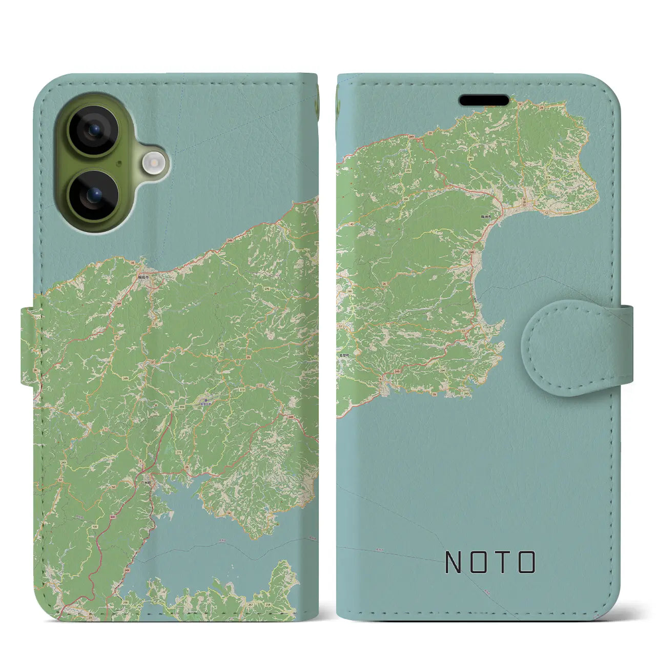 【能登（石川県）】地図柄iPhoneケース（手帳タイプ）