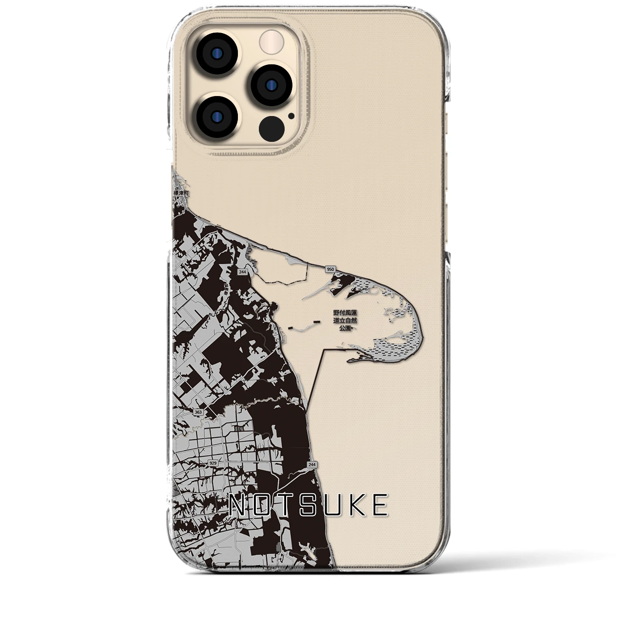【野付（北海道）】地図柄iPhoneケース（クリアタイプ）