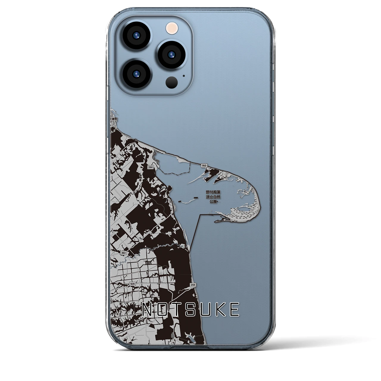 【野付（北海道）】地図柄iPhoneケース（クリアタイプ）