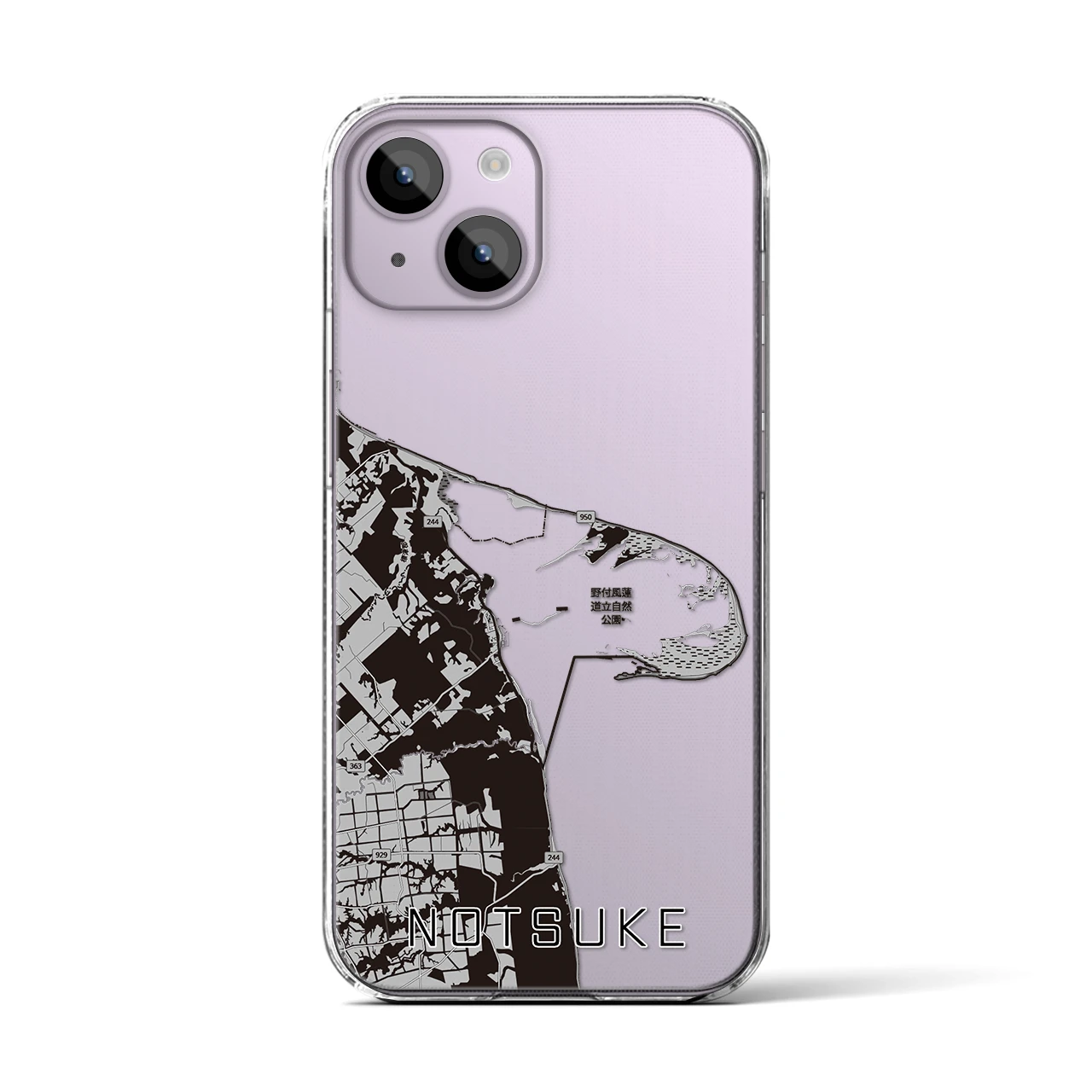 【野付（北海道）】地図柄iPhoneケース（クリアタイプ）