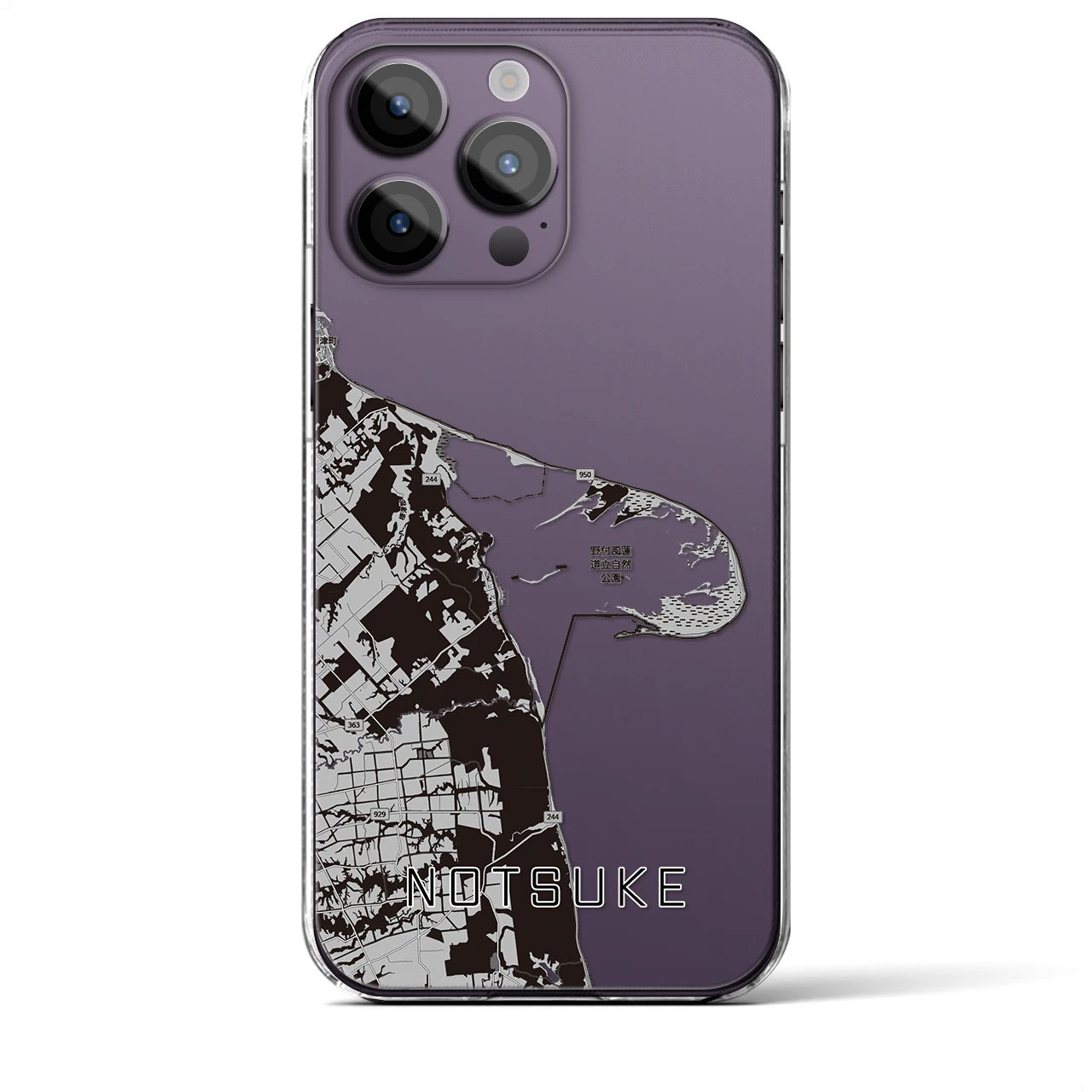 【野付（北海道）】地図柄iPhoneケース（クリアタイプ）