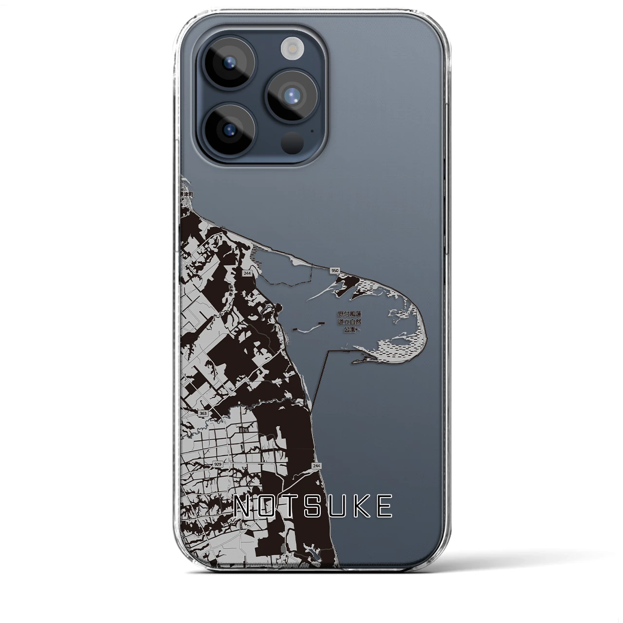 【野付（北海道）】地図柄iPhoneケース（クリアタイプ）