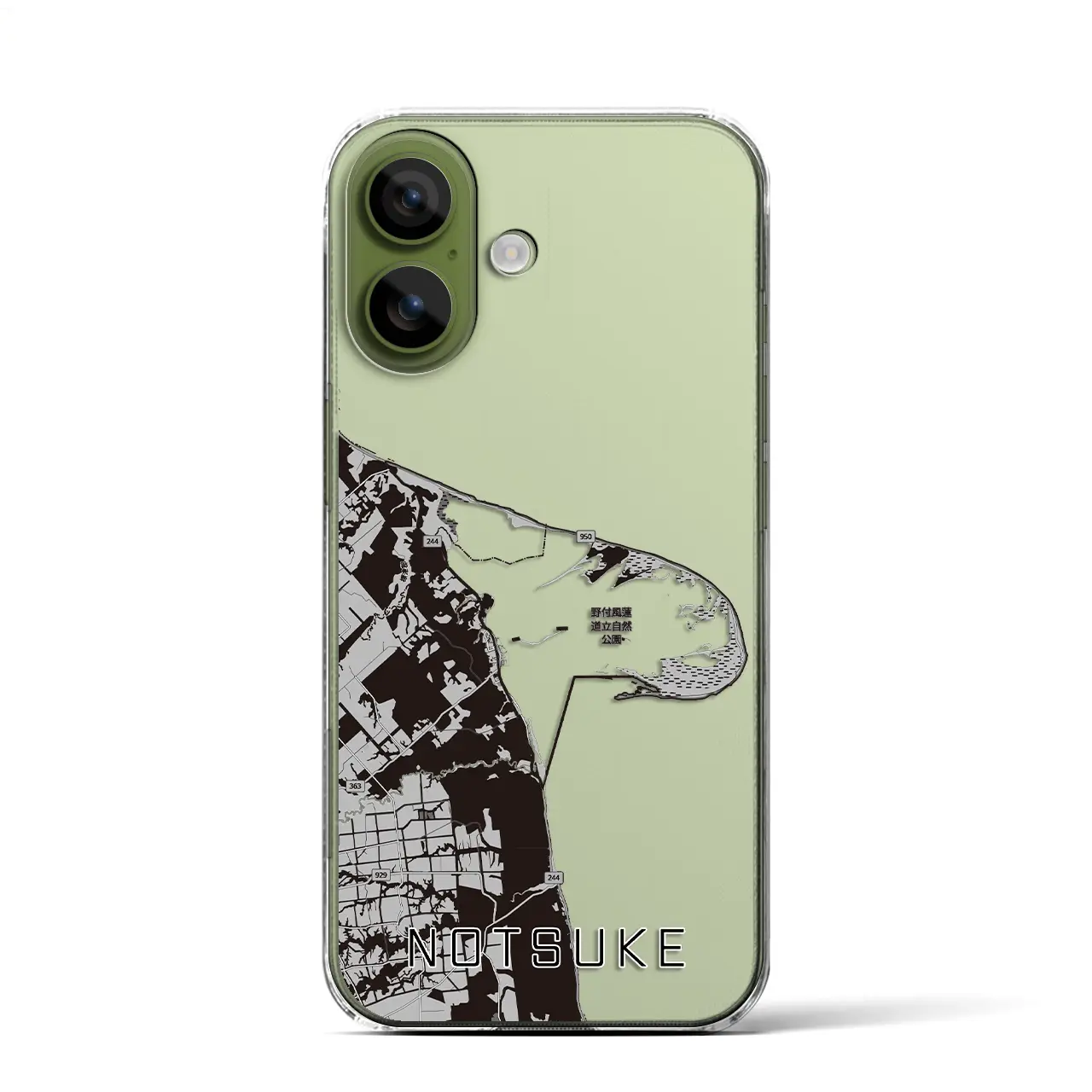 【野付（北海道）】地図柄iPhoneケース（クリアタイプ）