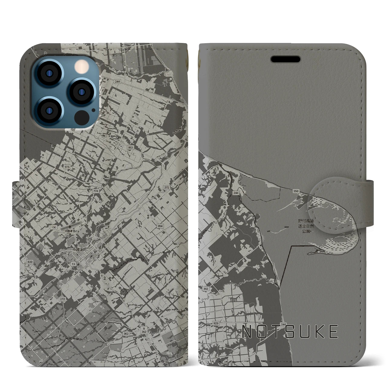 【野付（北海道）】地図柄iPhoneケース（手帳タイプ）