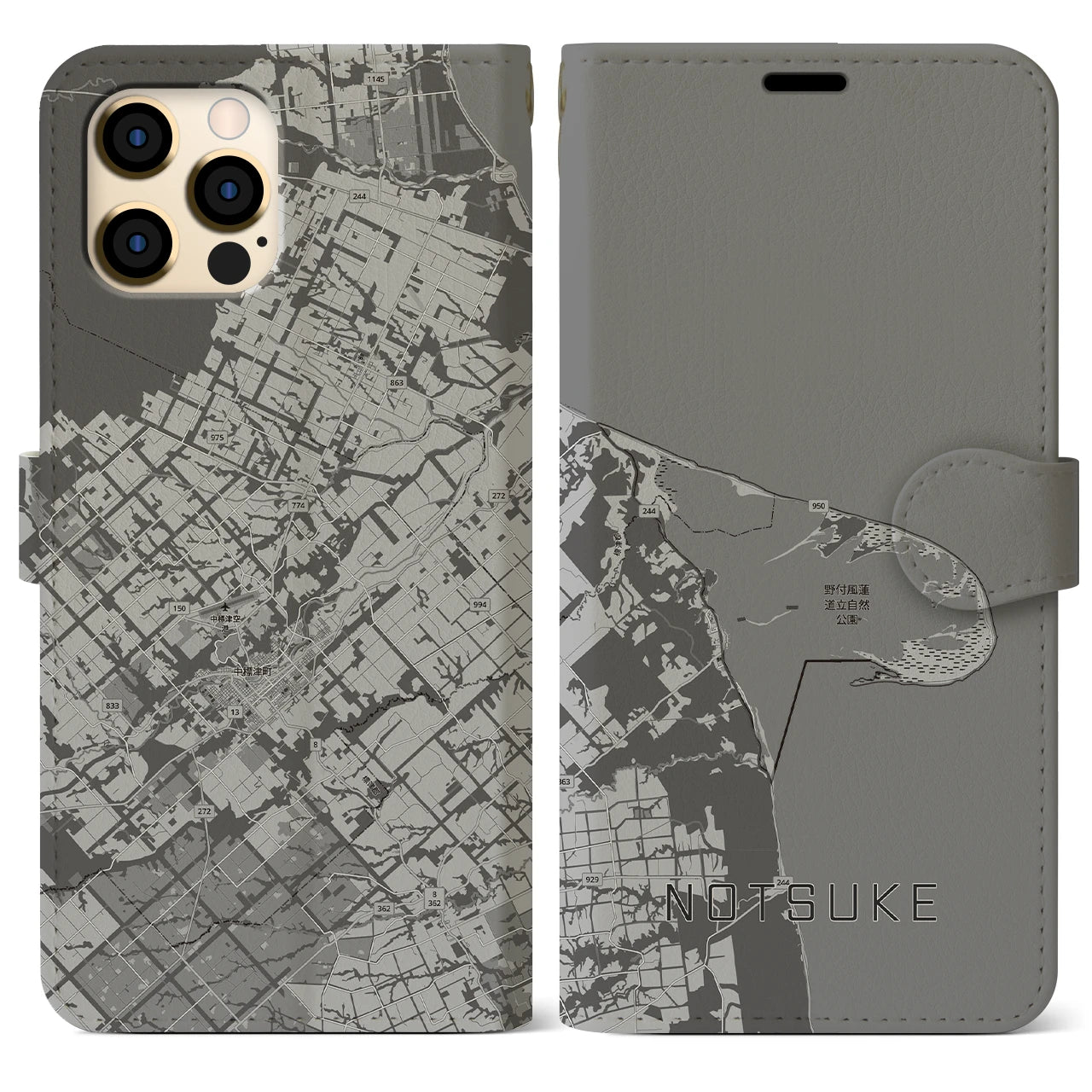 【野付（北海道）】地図柄iPhoneケース（手帳タイプ）