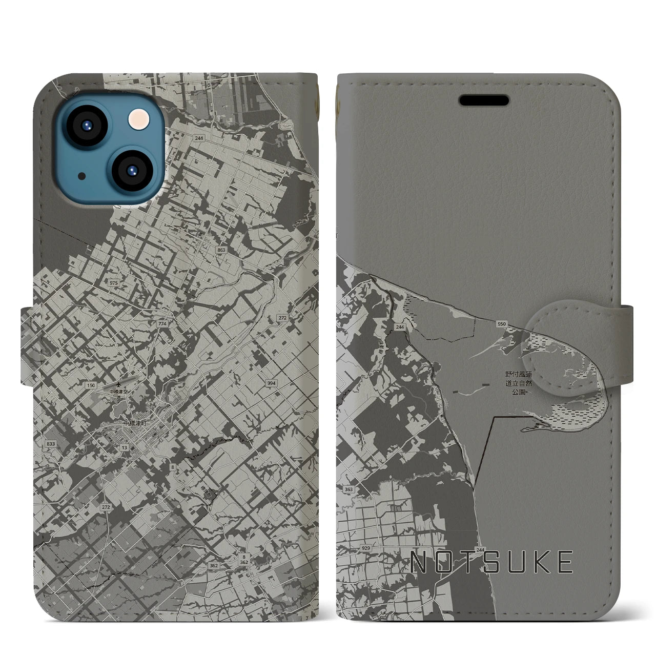 【野付（北海道）】地図柄iPhoneケース（手帳タイプ）