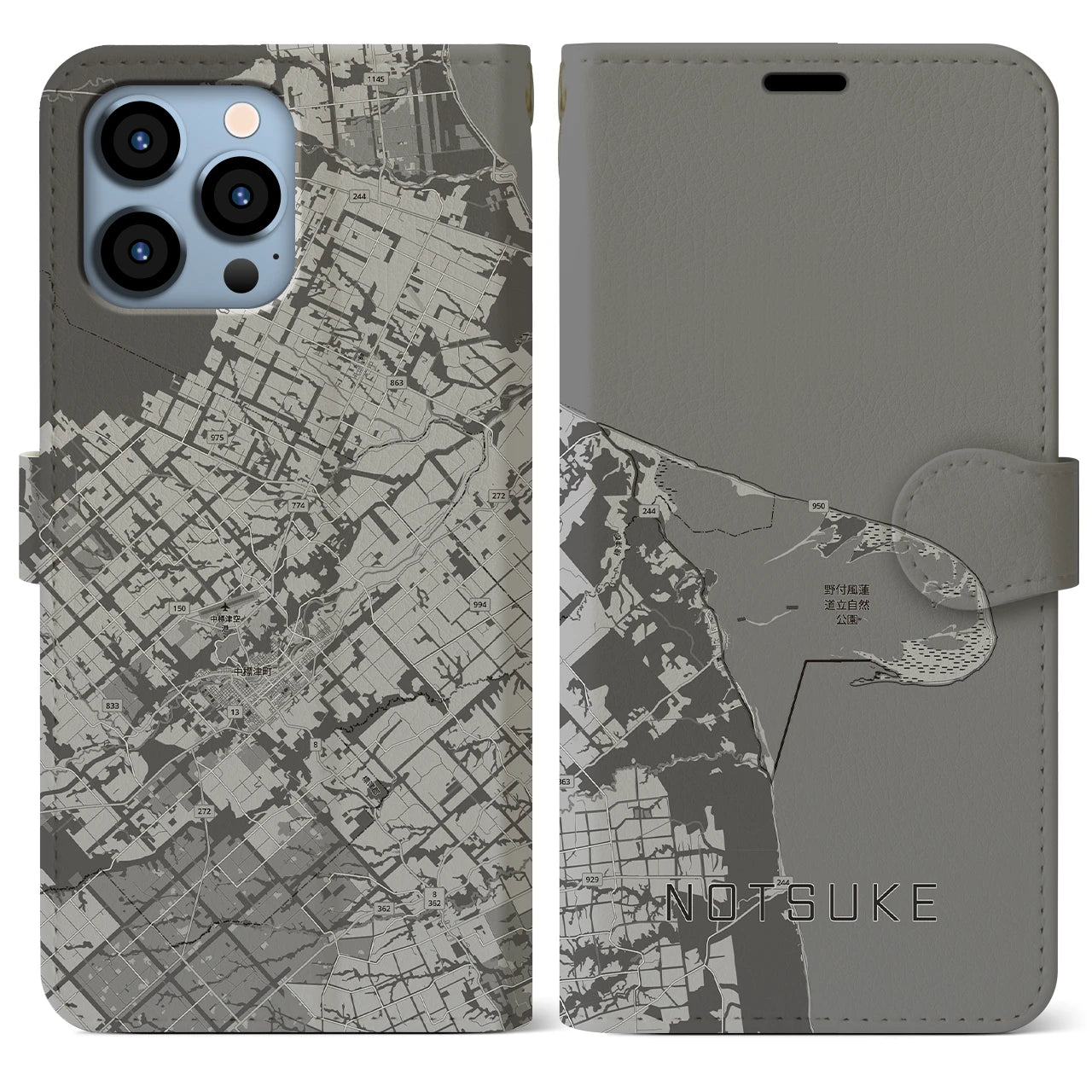 【野付（北海道）】地図柄iPhoneケース（手帳タイプ）