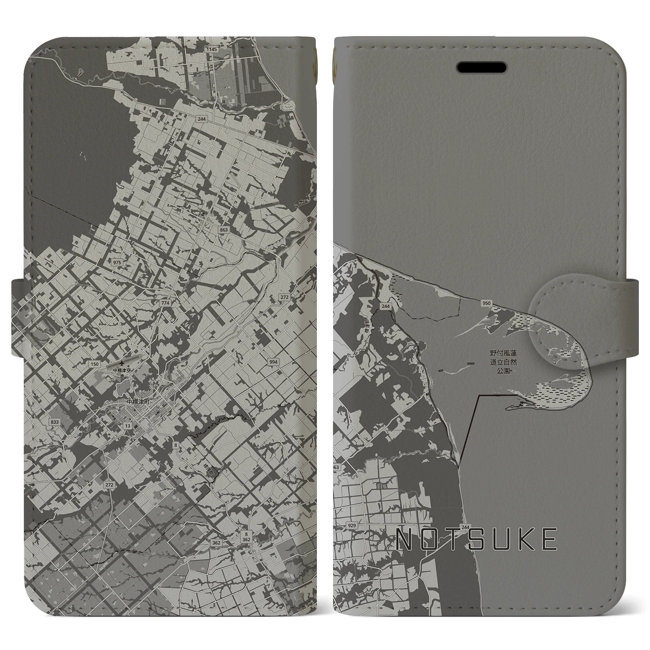 【野付（北海道）】地図柄iPhoneケース（手帳タイプ）