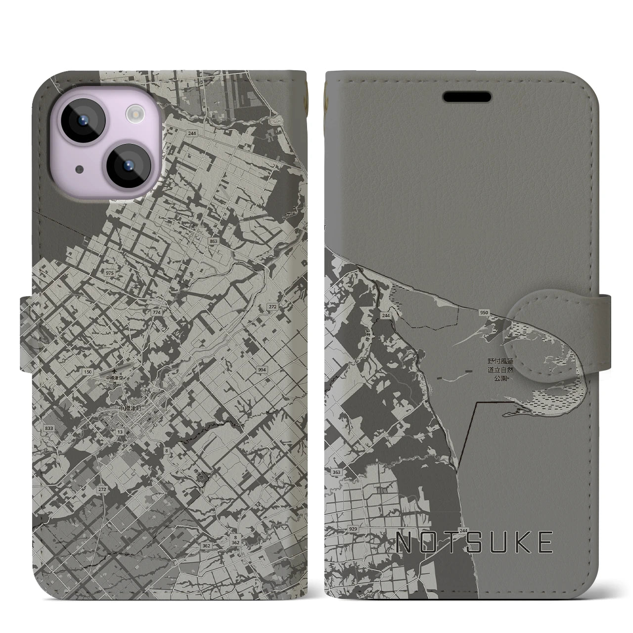 【野付（北海道）】地図柄iPhoneケース（手帳タイプ）