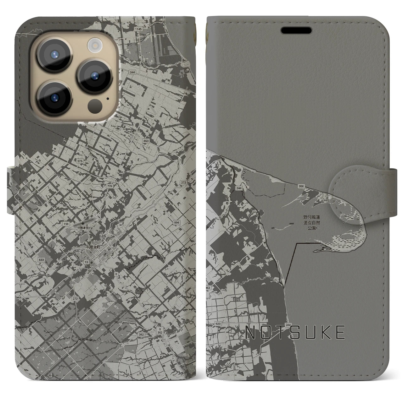 【野付（北海道）】地図柄iPhoneケース（手帳タイプ）