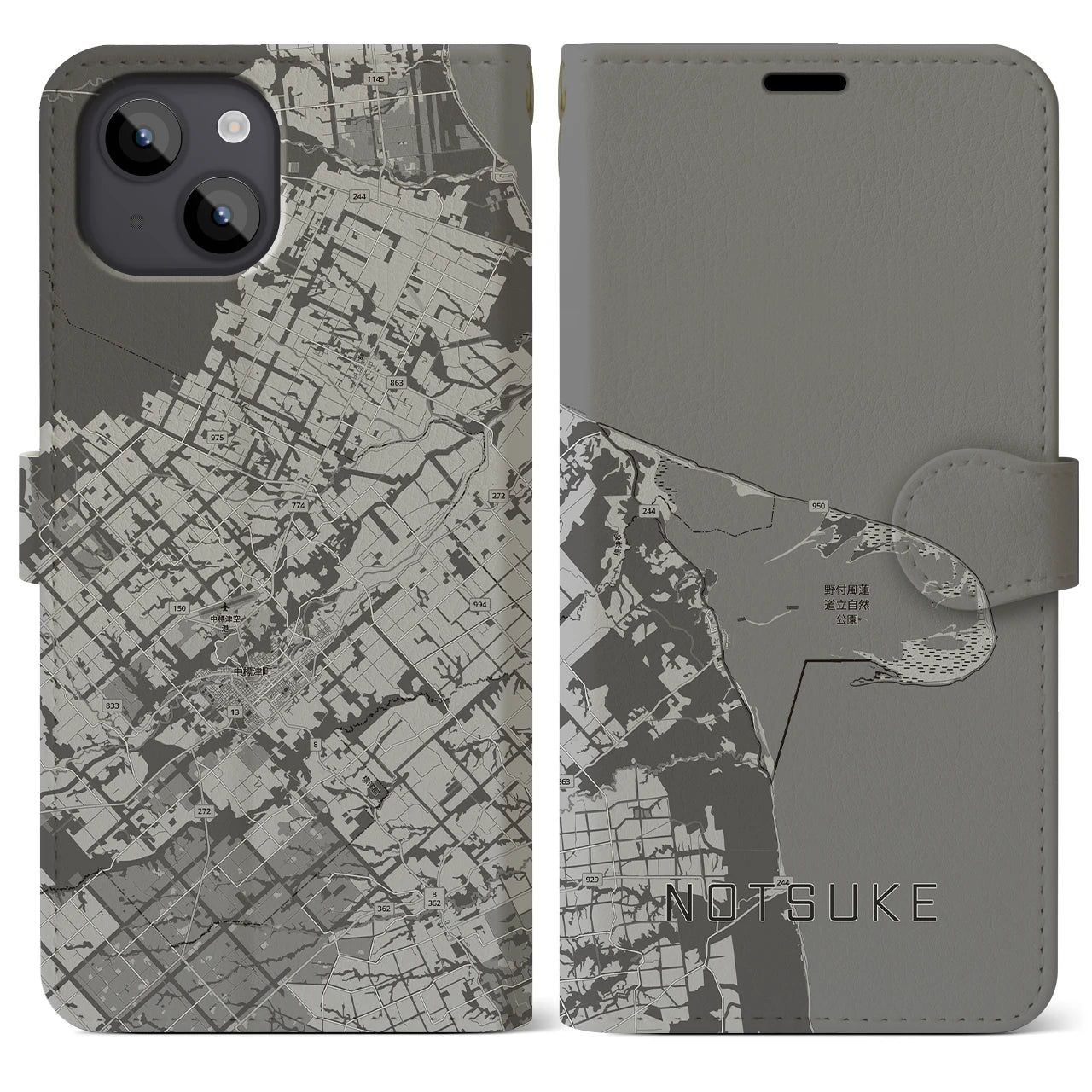 【野付（北海道）】地図柄iPhoneケース（手帳タイプ）
