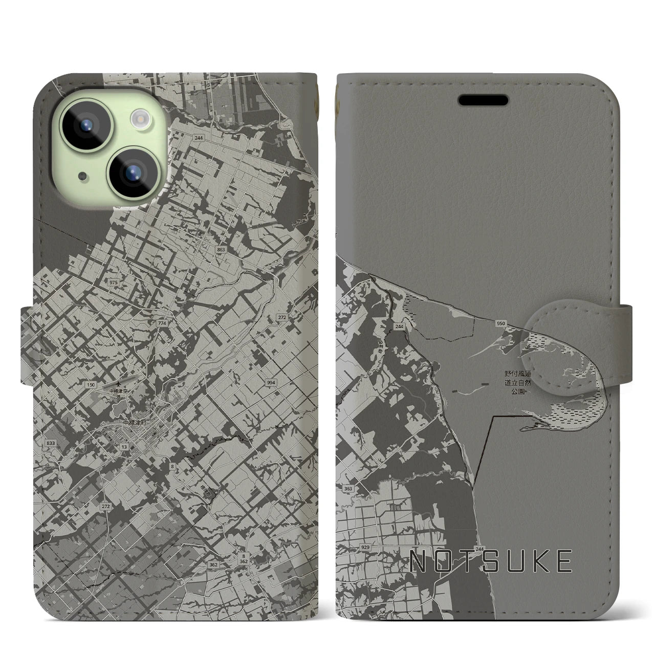 【野付（北海道）】地図柄iPhoneケース（手帳タイプ）