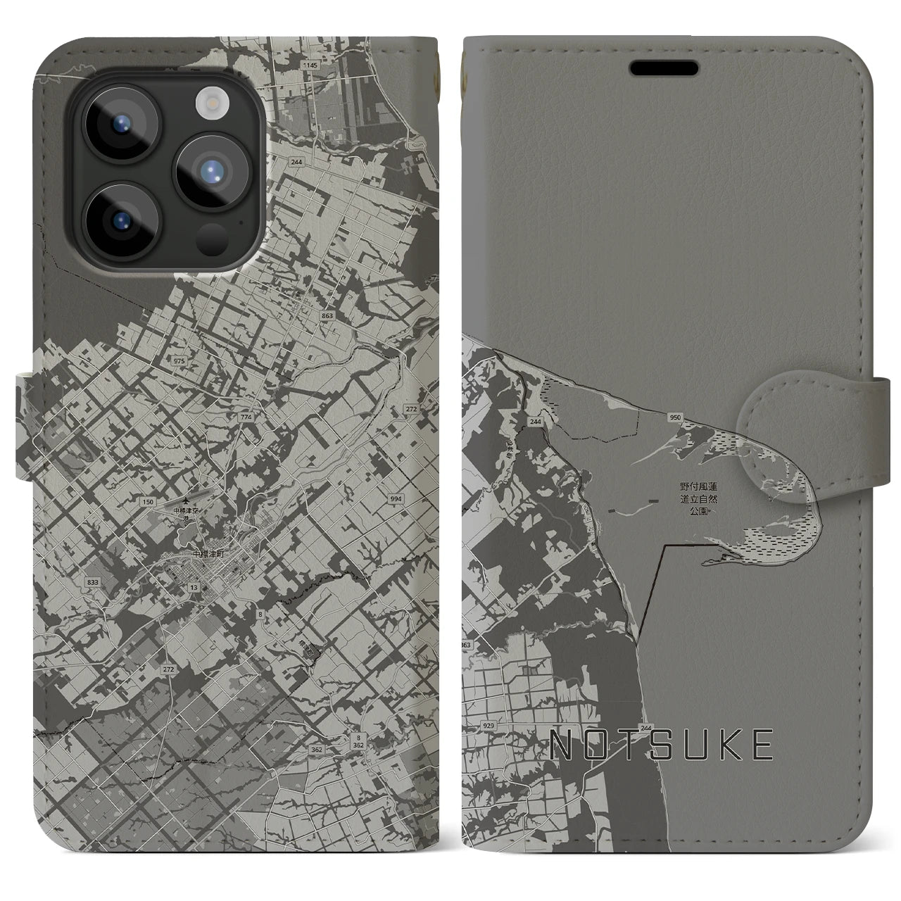 【野付（北海道）】地図柄iPhoneケース（手帳タイプ）