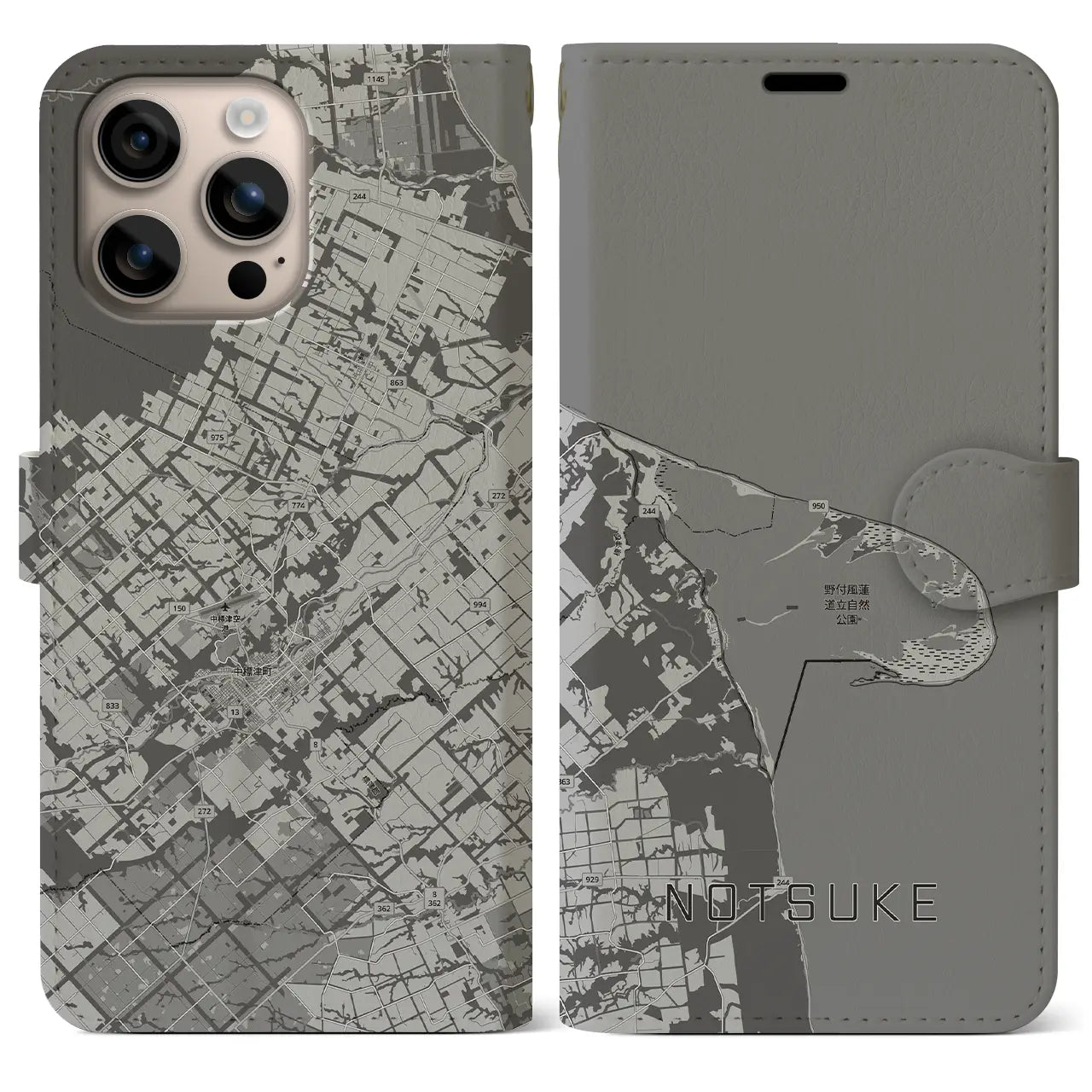 【野付（北海道）】地図柄iPhoneケース（手帳タイプ）