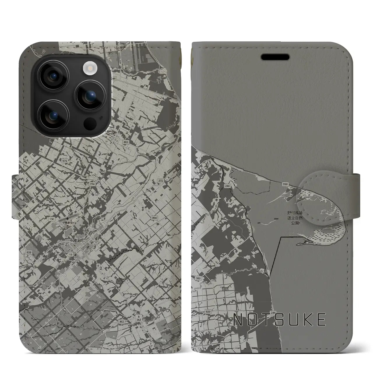 【野付（北海道）】地図柄iPhoneケース（手帳タイプ）