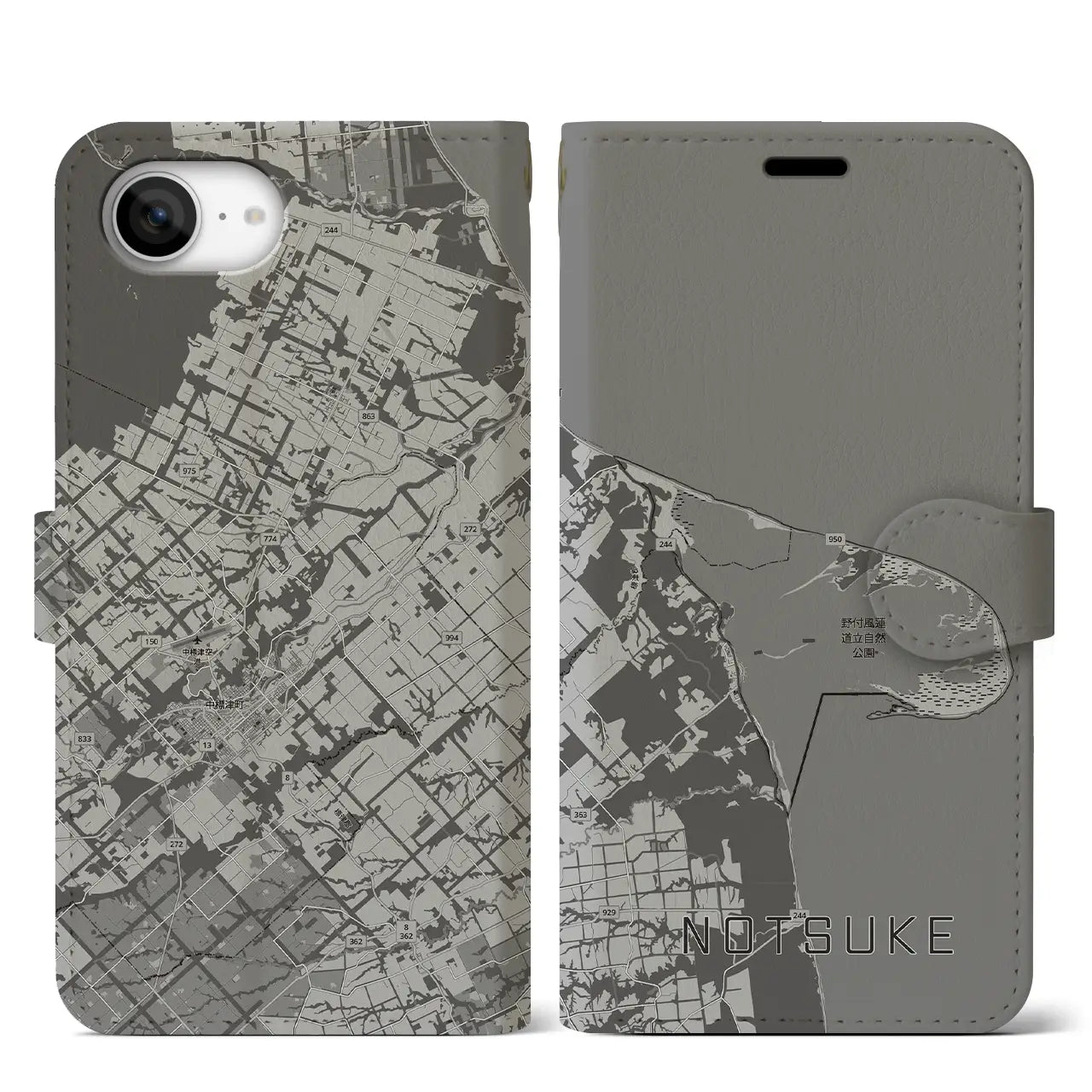 【野付（北海道）】地図柄iPhoneケース（手帳タイプ）