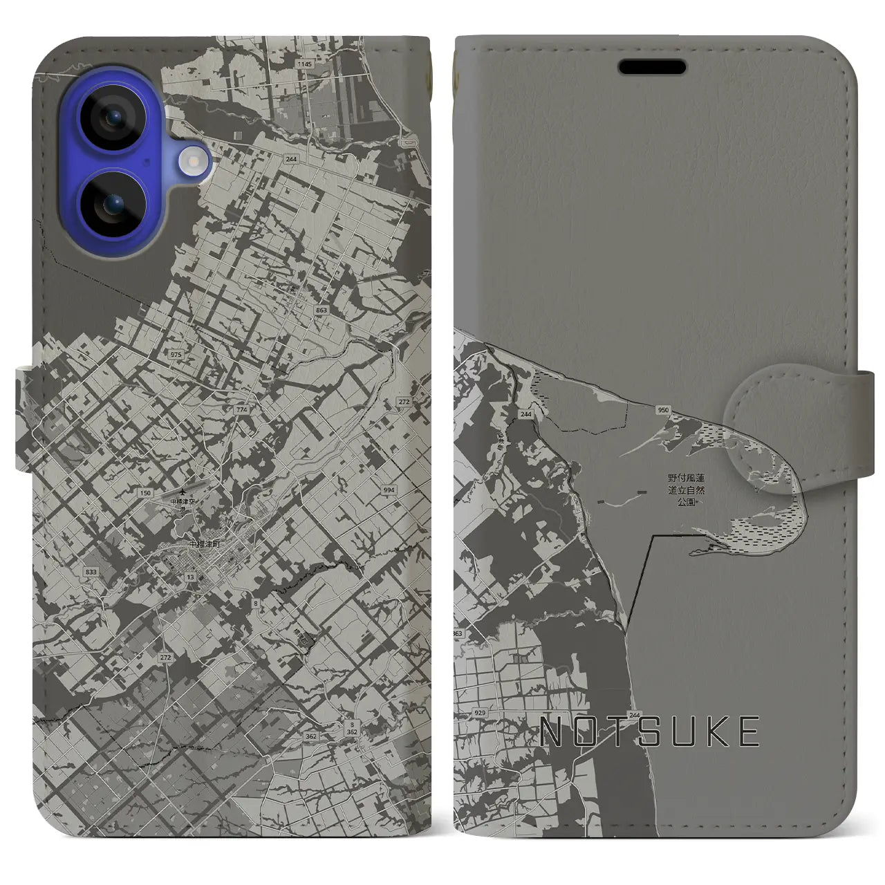 【野付（北海道）】地図柄iPhoneケース（手帳タイプ）