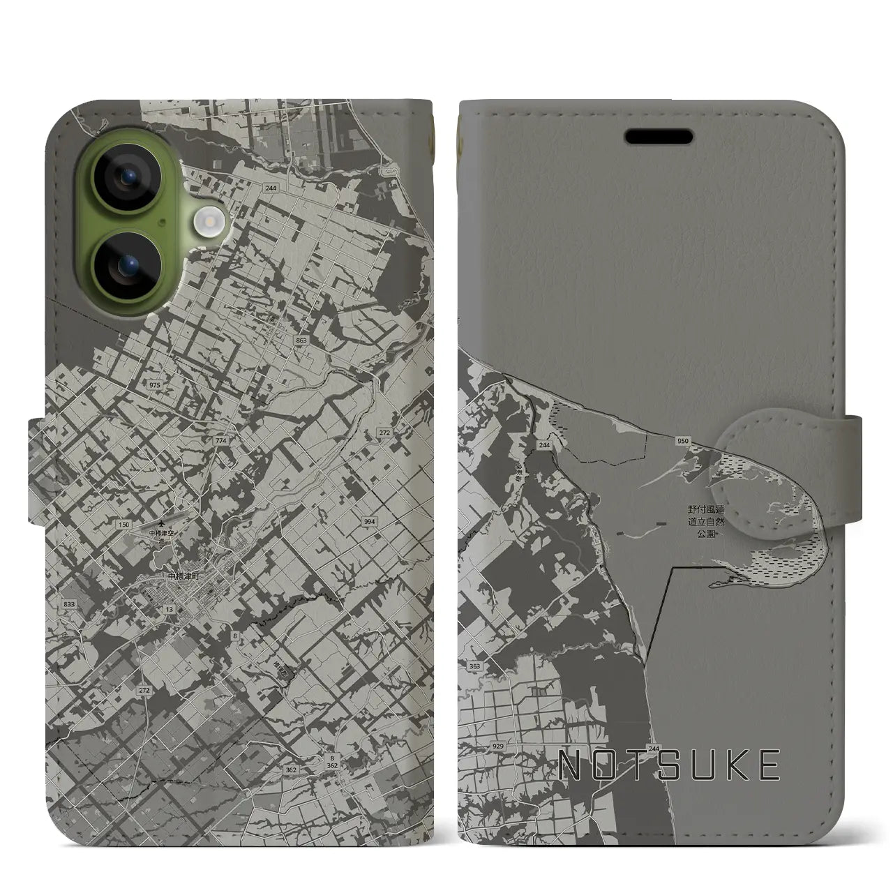 【野付（北海道）】地図柄iPhoneケース（手帳タイプ）