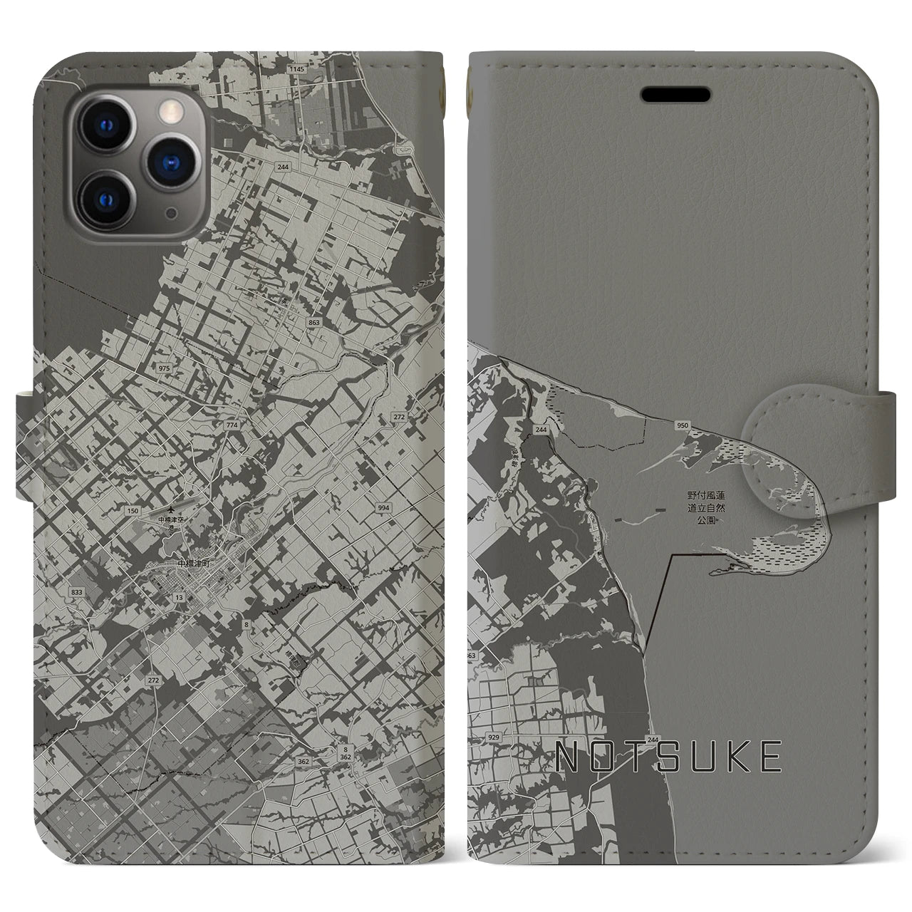 【野付（北海道）】地図柄iPhoneケース（手帳タイプ）