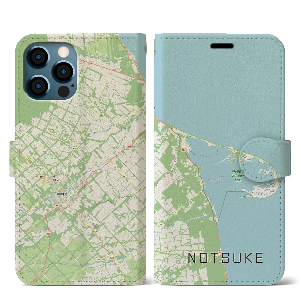 【野付（北海道）】地図柄iPhoneケース（手帳タイプ）