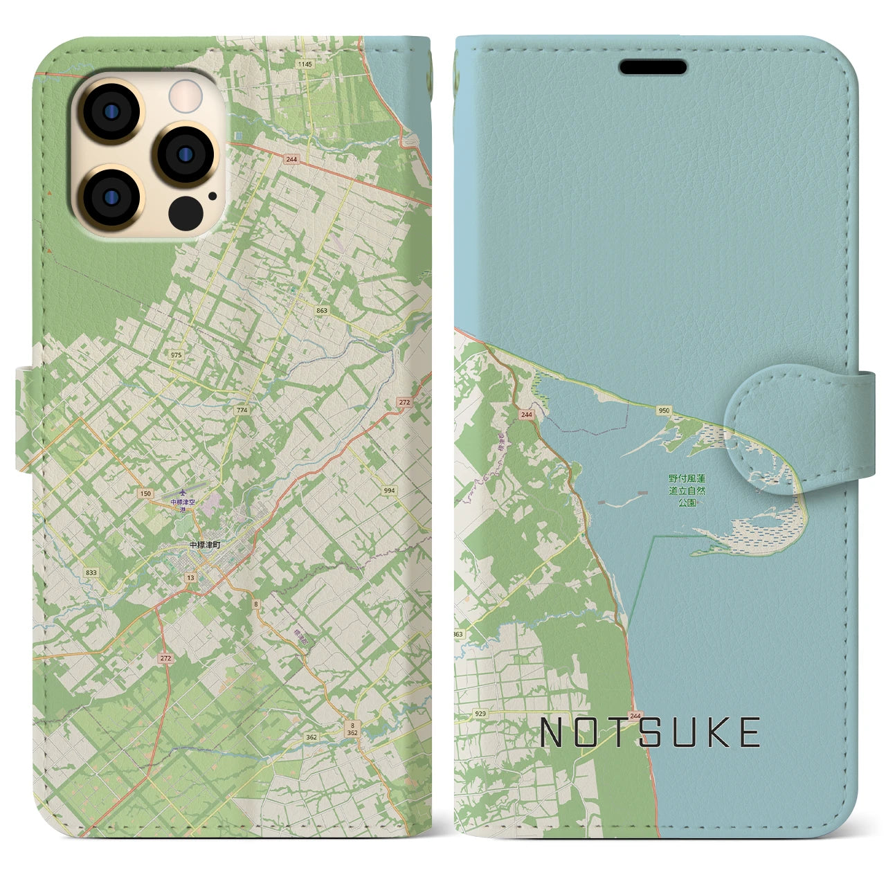 【野付（北海道）】地図柄iPhoneケース（手帳タイプ）