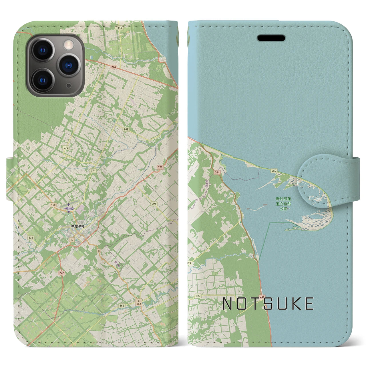 【野付（北海道）】地図柄iPhoneケース（手帳タイプ）