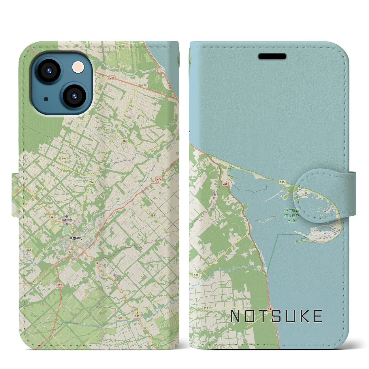 【野付（北海道）】地図柄iPhoneケース（手帳タイプ）